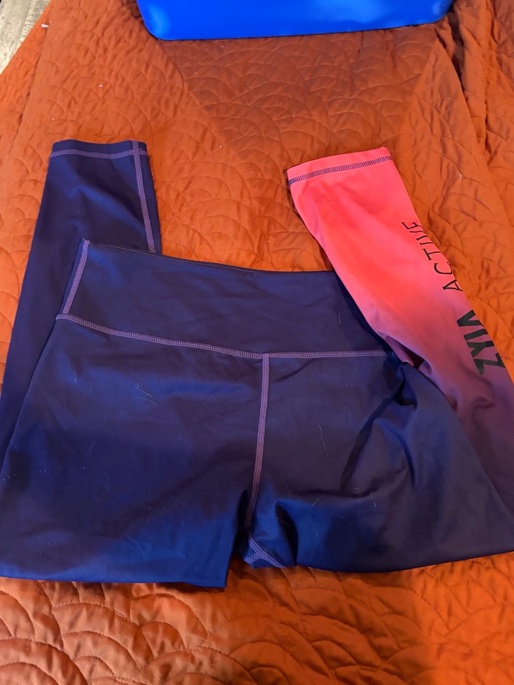 ZYIA Navy Leggings with Pink Gradient Accent 16-18
